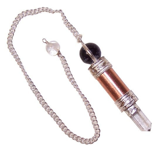 Copper, Amethyst, and Clear Quartz Pendulum