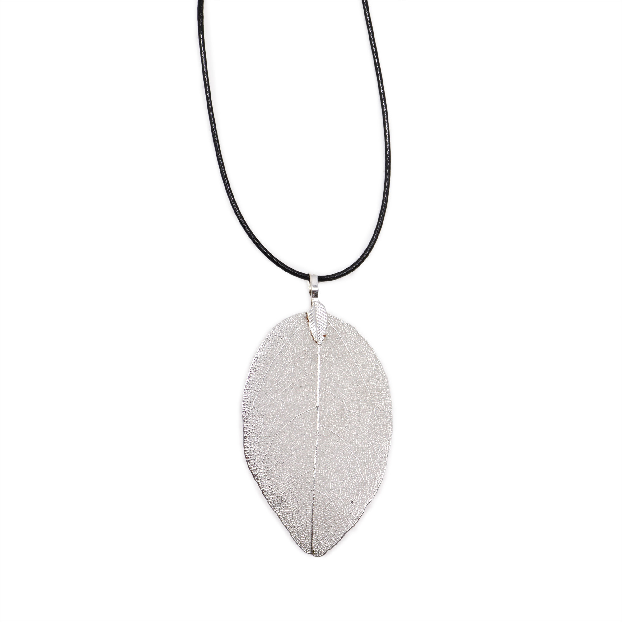 Silver Bravery Leaf Necklace