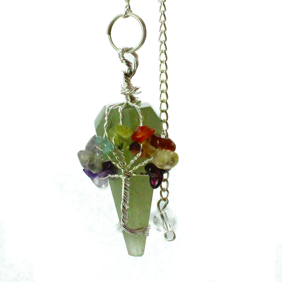 Green Aventurine Seven Chakra Tree of Life Pendulum