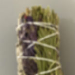 Close up of a Lavender and Rosemary Smudge Stick