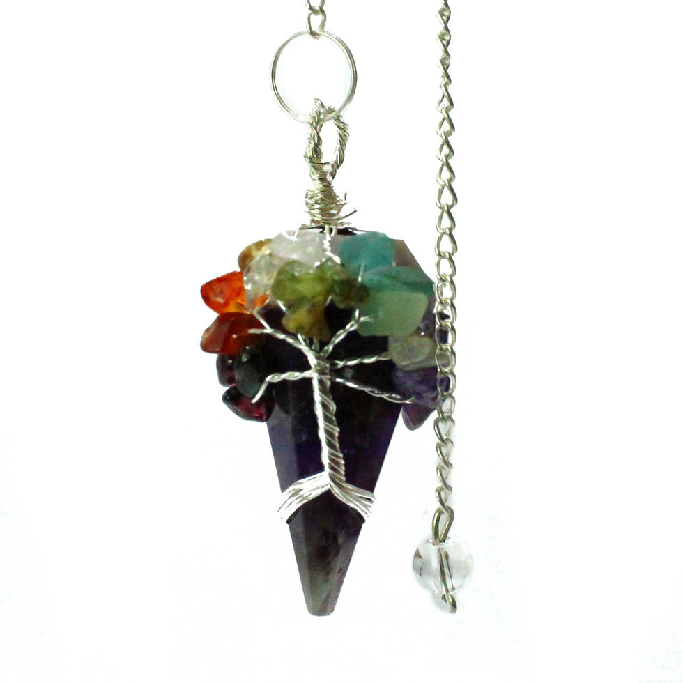 Amethyst Seven Chakra Tree of Life Pendulum