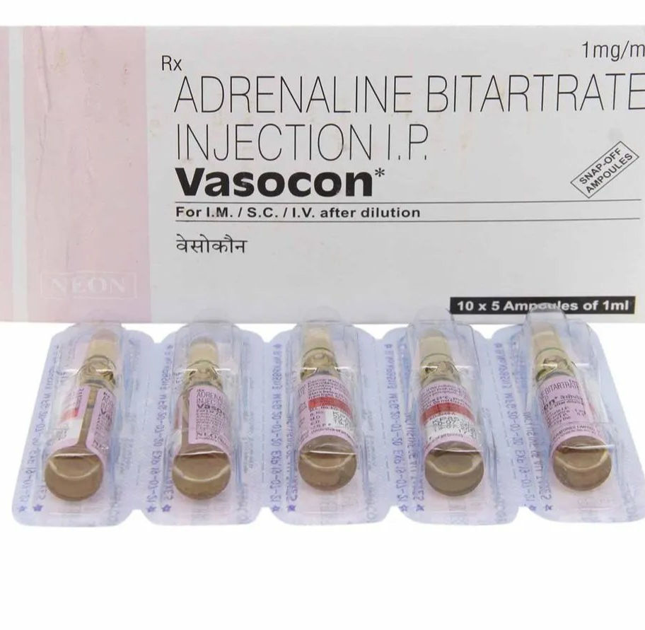 VASOCON INJECTION (ADRENALINE (EPINEPHRINE)) contains the active ingredient adrenaline-Pharmacy⁹