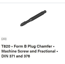 T820 - Form B Plug Chamfer - Machine Screw and Fractional - DIN 371 and 376 - Kennametal.j