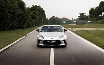 Front shot of the Toyota GR86 in Singapore parked in the middle of the road