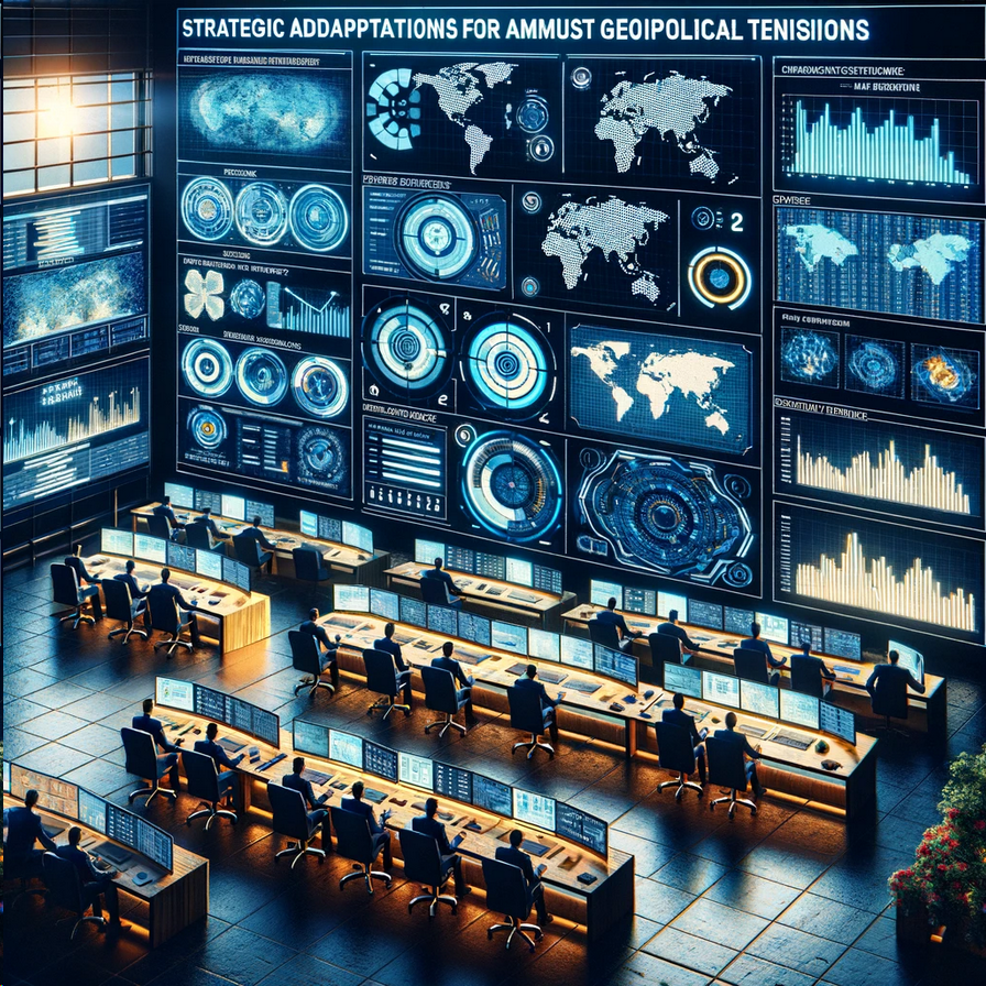 A digital art piece illustrating the theme 'Strategic Adaptations for Rental Businesses' in the context of Cyprus' rental market amidst geopolitical t