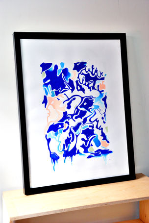 peinture-originale-acrylique-bleue-collection-artiste-atelier-leys-forme-geometrie-abstrait