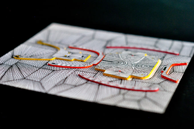 dessin-original-collage-volume-motif-samourais-artiste-atelier-leys-marqueur-acrylique-posca