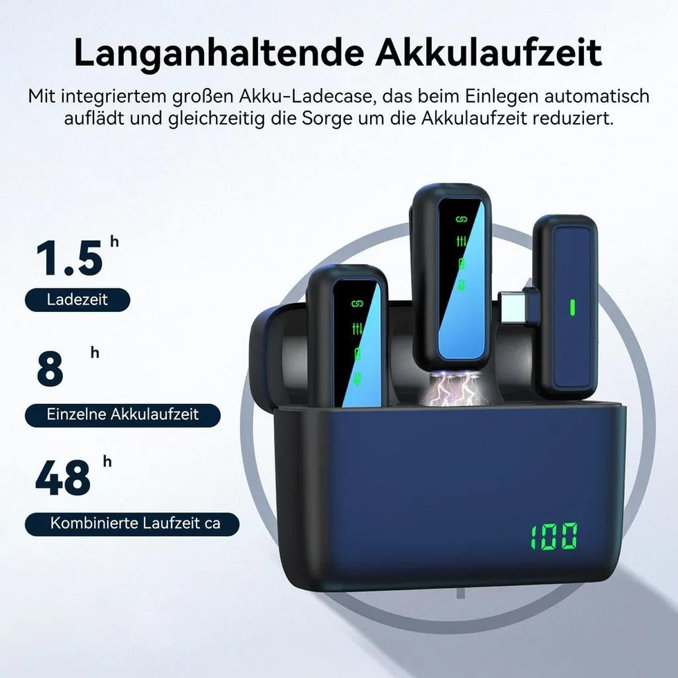SX6 Dual Wireless Lavalier Mikrofon Set mit Ladebox