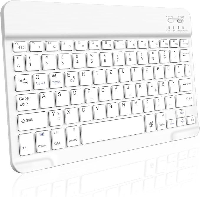 Mini Bluetooth Tastatur QWERTZ mit LED-Beleuchtung – kabellos, 5 Farben