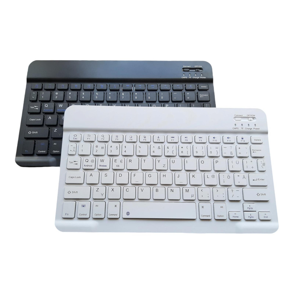 Mini Bluetooth Tastatur QWERTZ – Kabellos, Leise Tasten, Akku