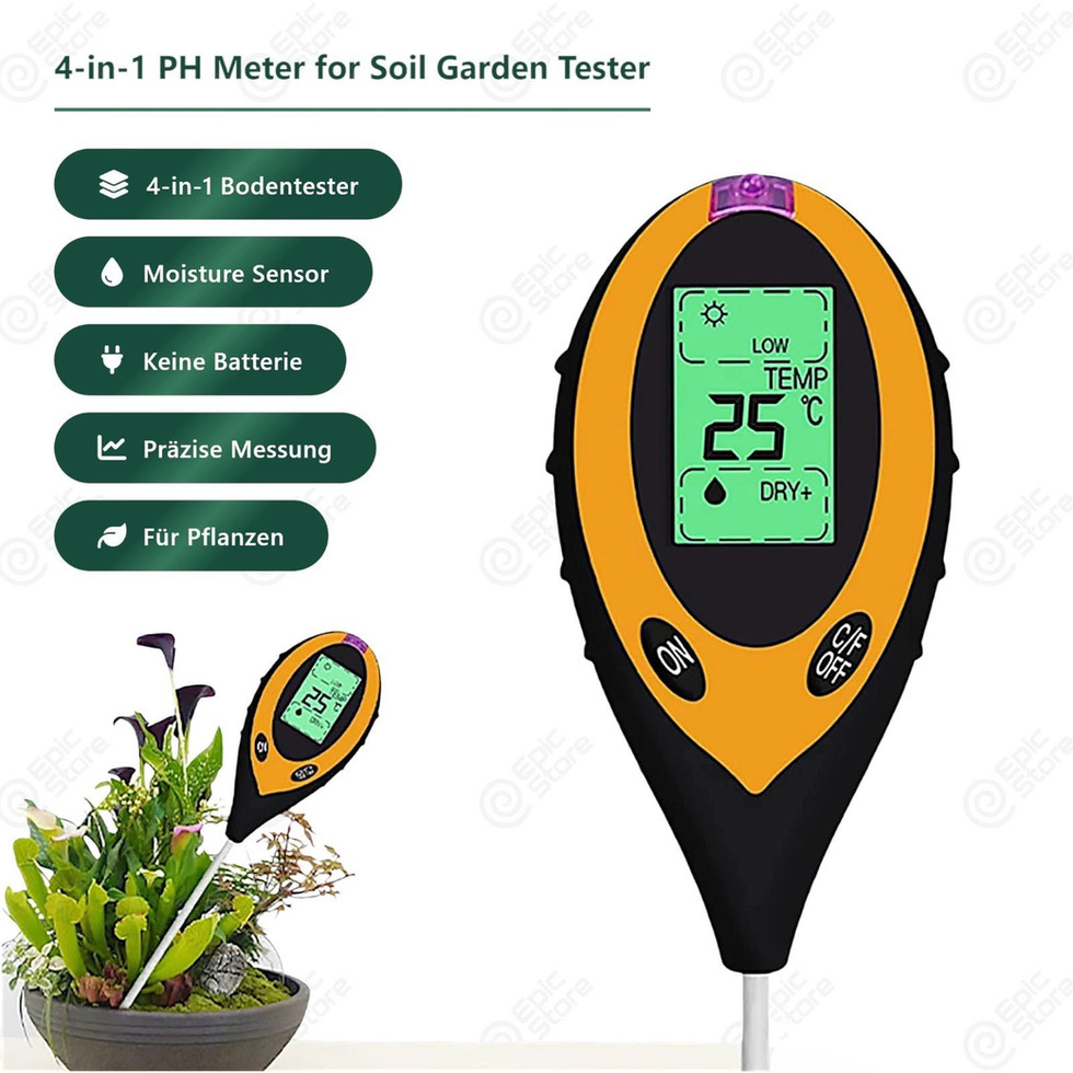 Bodentester 4-in-1 Digital – pH, Feuchtigkeit, Temperatur & Licht