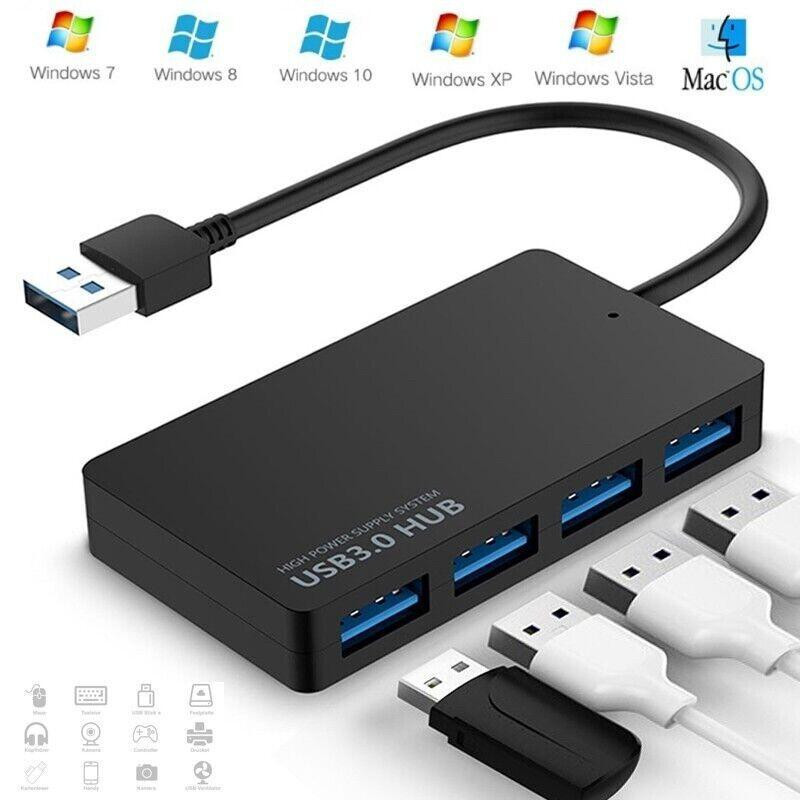 USB 3.0 Hub 4 Port Schwarz – mit/ohne Stromkabel