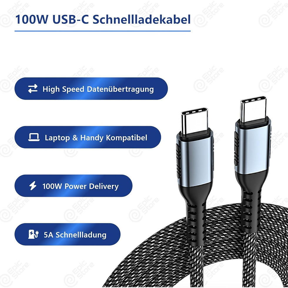 USB-C auf USB-C Kabel Schwarz – 100W Schnellladen & Datenkabel 1–2 m