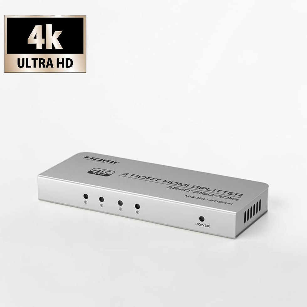 HDMI Splitter 1x4 · 4K Verteiler · silber