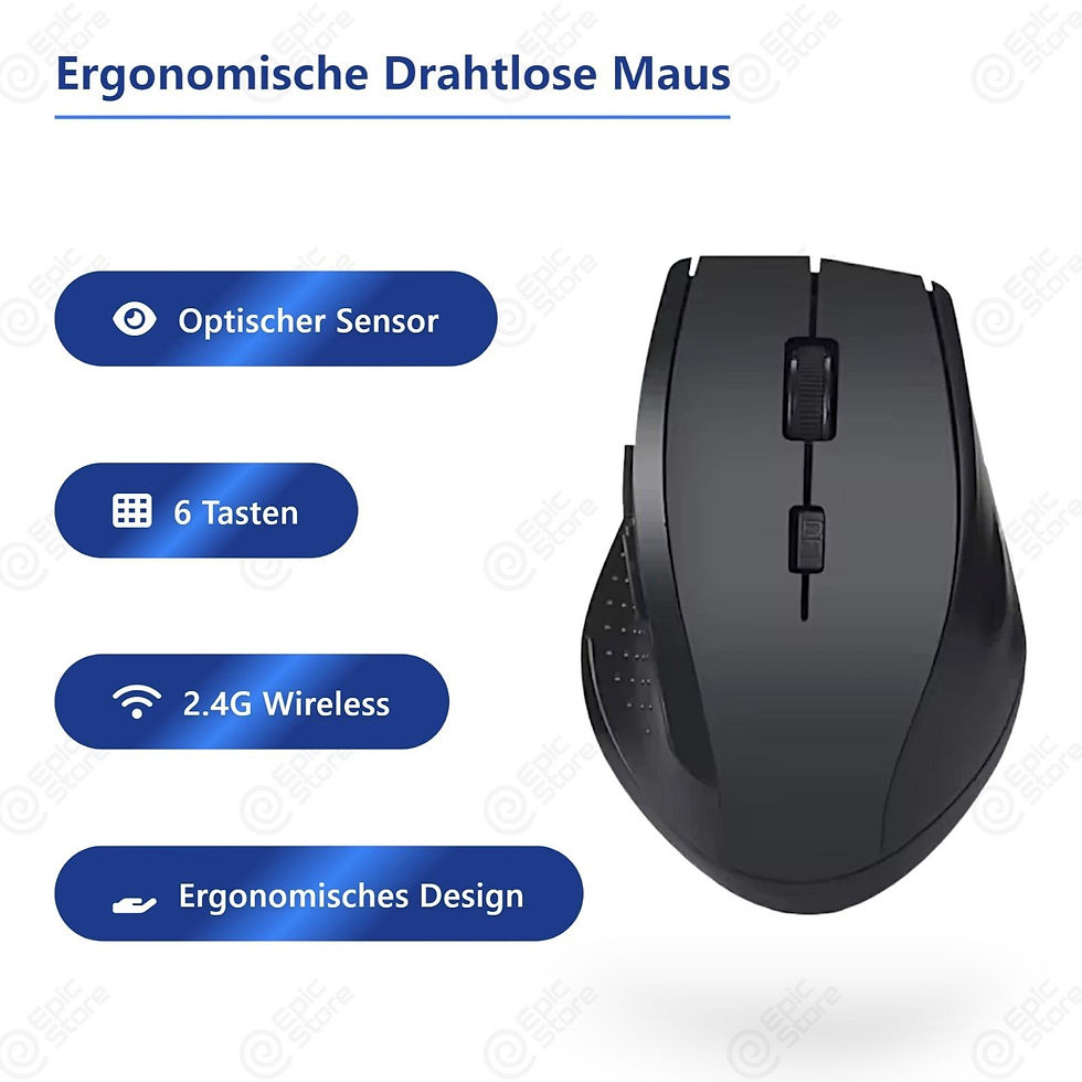 Ergonomische Funkmaus 2,4 GHz – 800/1200 DPI, kabellos für PC & Laptop