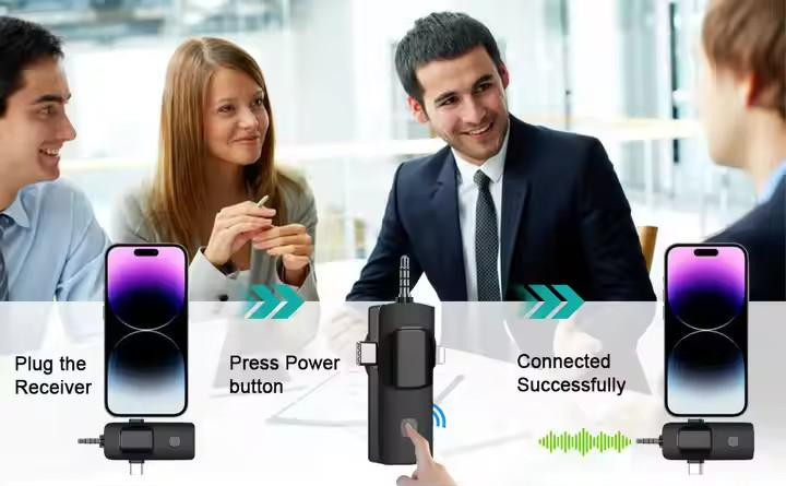 Lavalier Funkmikrofon 3in1 Dual-Set (USB-C · Lightning · 3,5mm)