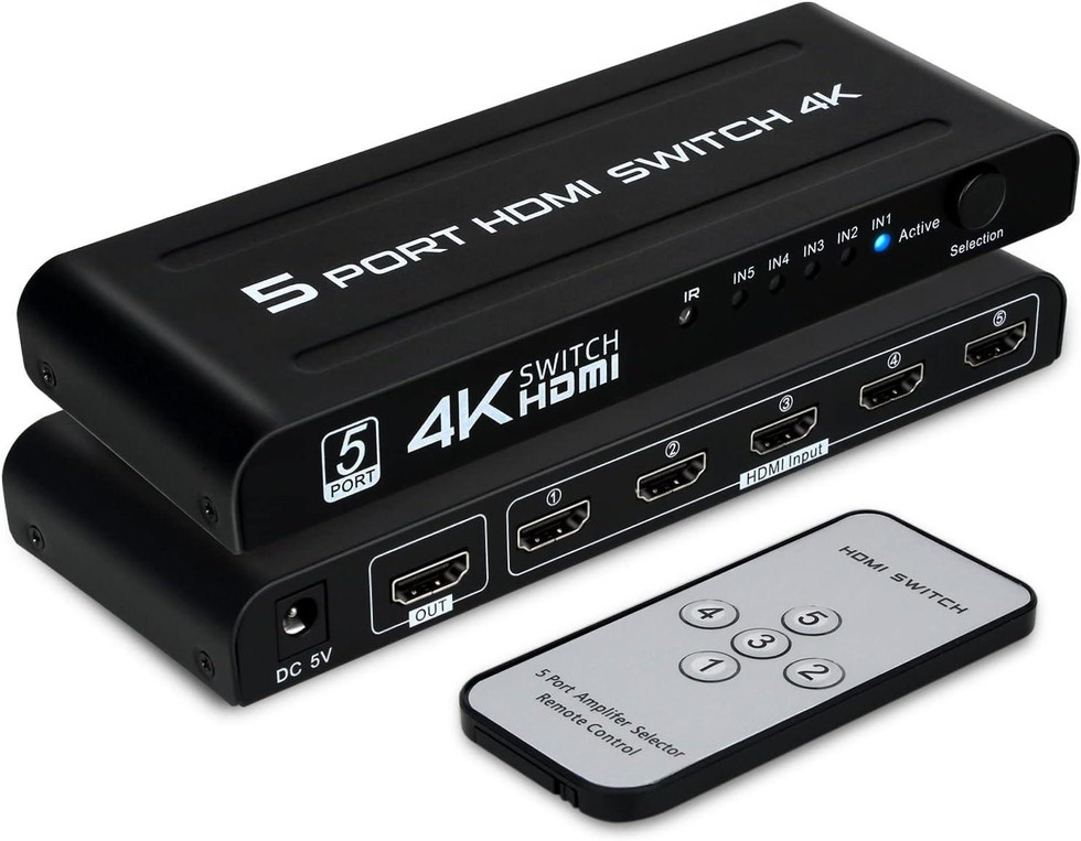 HDMI Switch 5x1 · 4K Umschalter für TV & Monitor