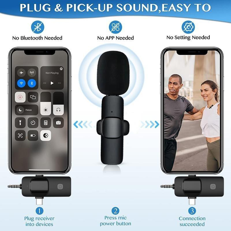 Lavalier Funkmikrofon 3in1 Dual-Set (USB-C · Lightning · 3,5mm)