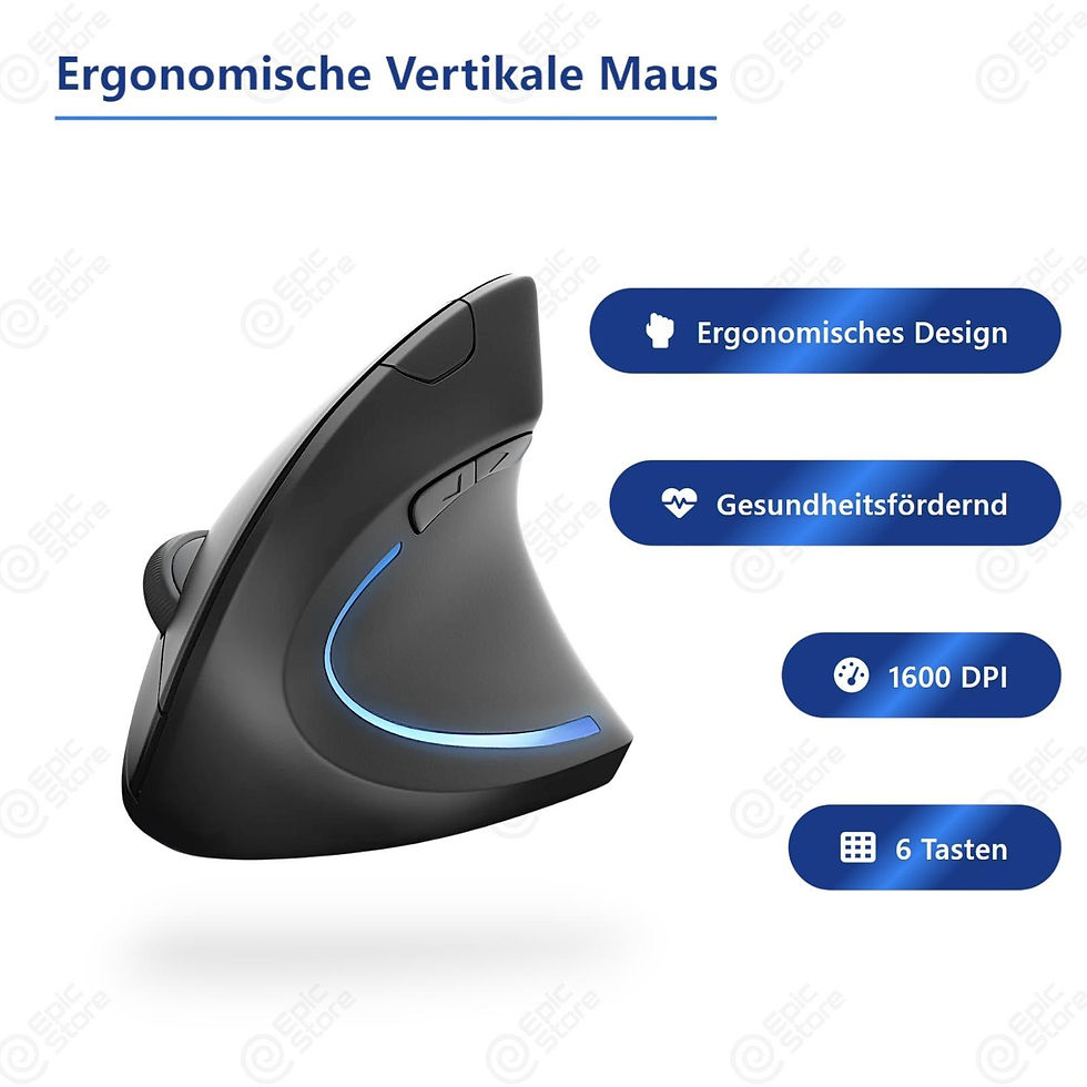 Ergonomische Vertikale Maus – 1600 DPI, 6 Tasten (Kabellos & Kabelgebunden)