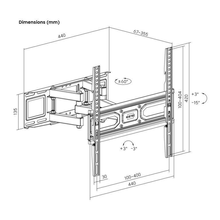 MAGTEC M01 TV-Wandhalterung – Schwenkbar & Neigbar, 32–70 Zoll