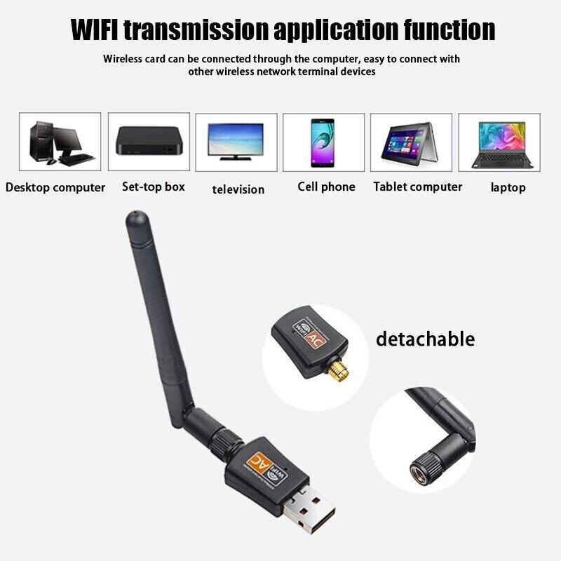 USB WLAN Stick 600 Mbps Dual Band mit externer Antenne – WiFi Adapter
