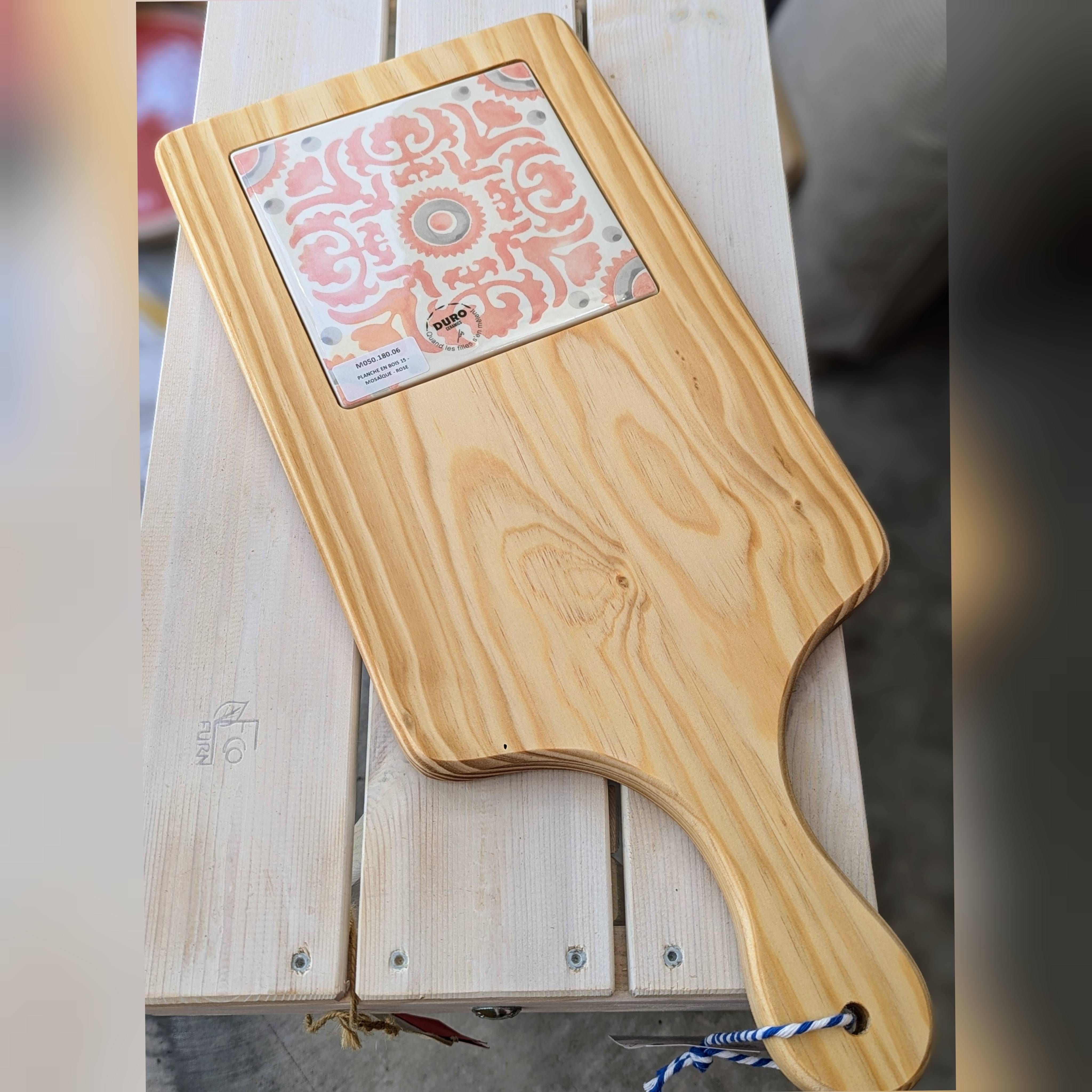 Planche rectangulaire bois et céramique 