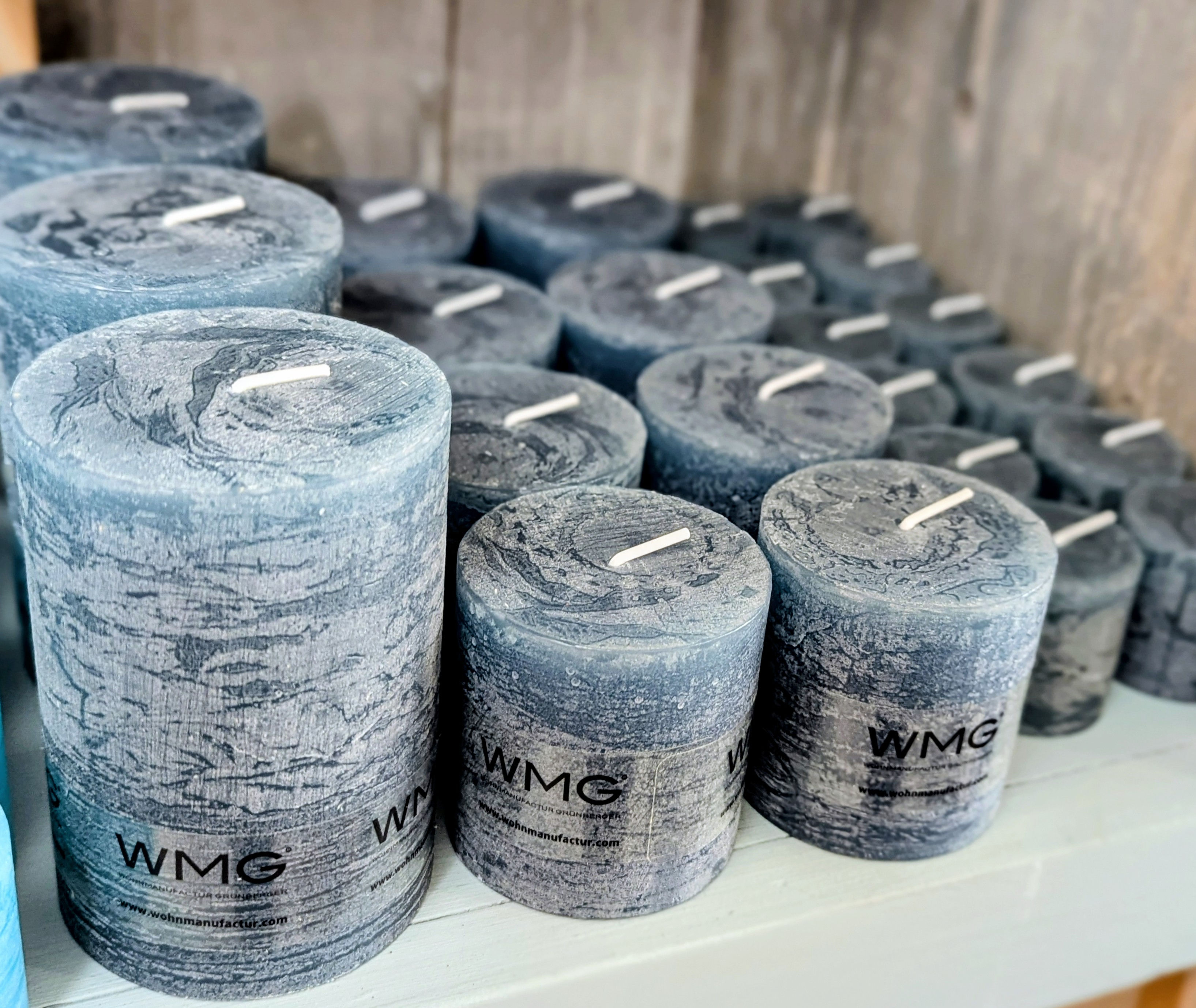 Bougie rustique bleu 10cm