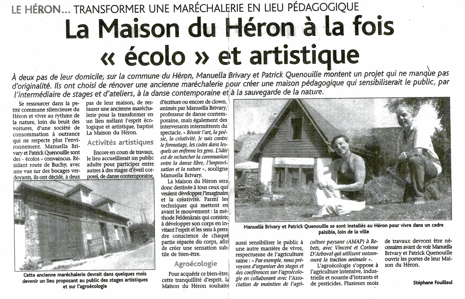 Coupure de presse relative au projet de la maison du Héron