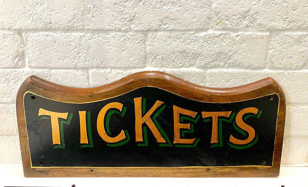 Thumbnail: Antique station train tickets sign