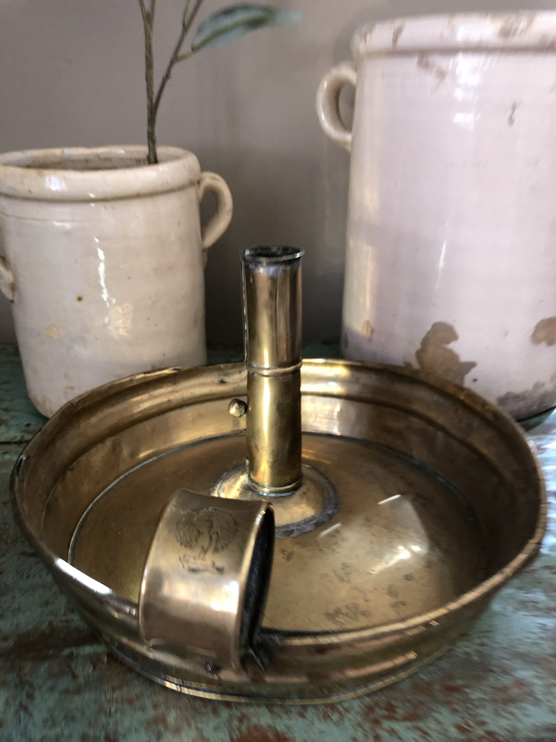 Enormous Victorian brass night light candle holder