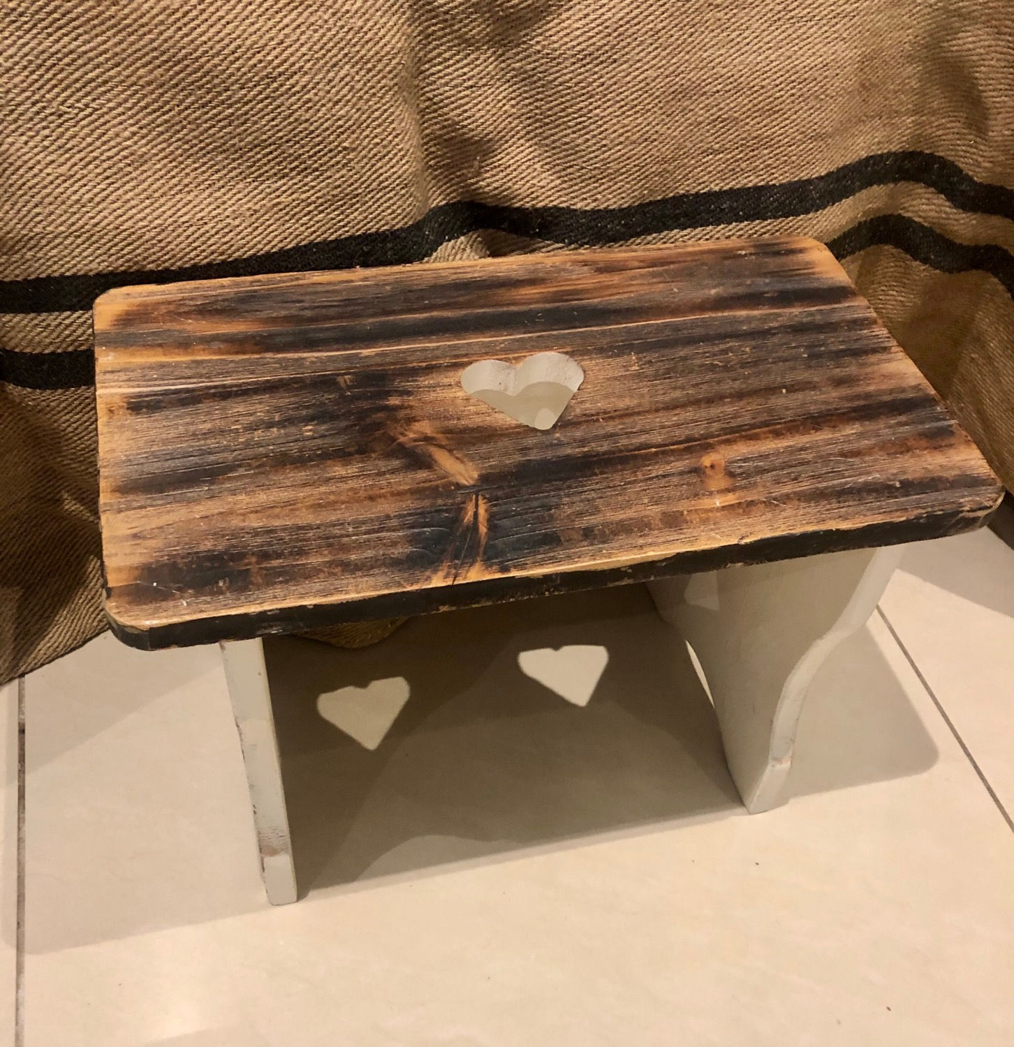 Very Pretty Heart Shaped Vintage Wood Stool 