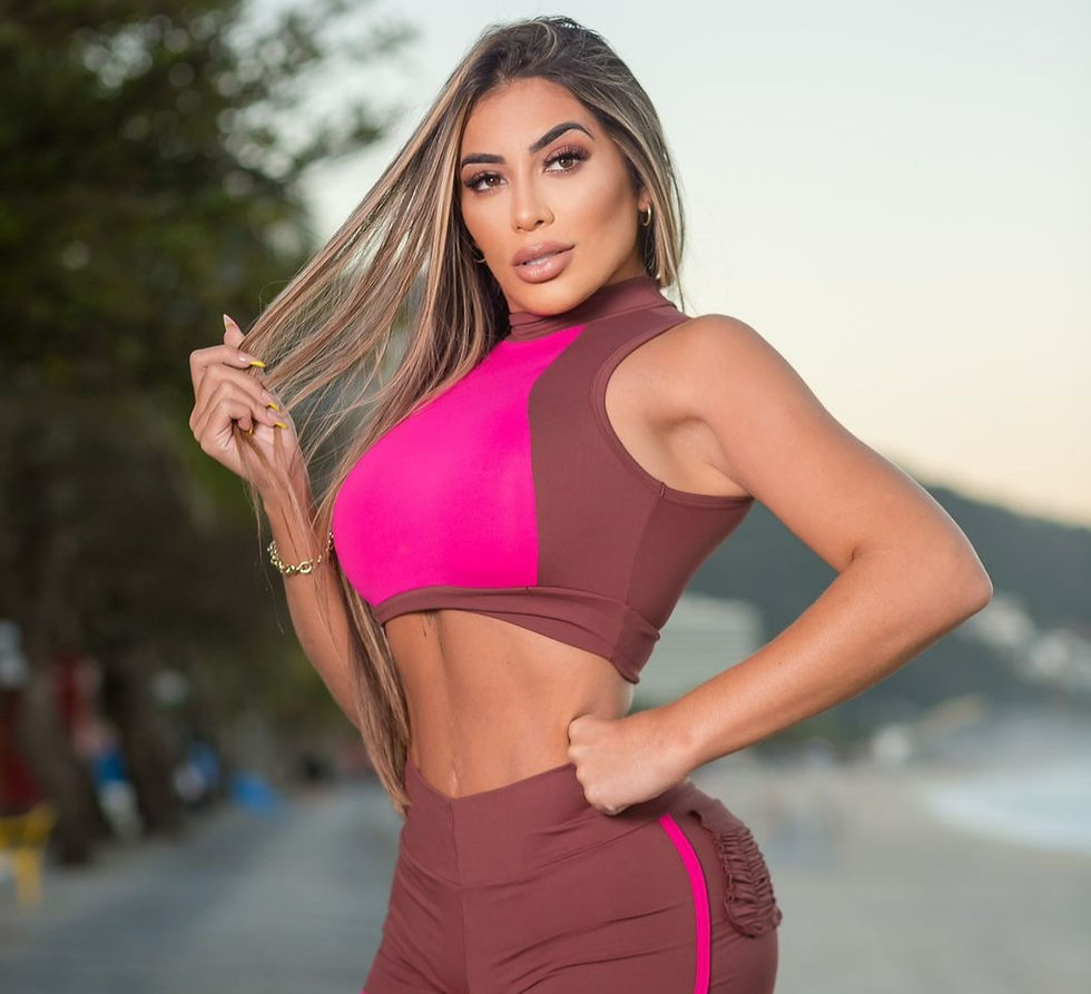 Miniatura: Cropped Hellô - Marrom com Rosa