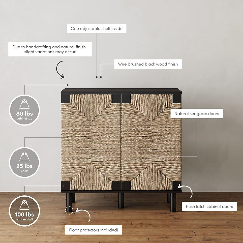Thumbnail: Nathan James Beacon Accent Natural Sideboard Storage Cabinet in Wire-Brushed Wo