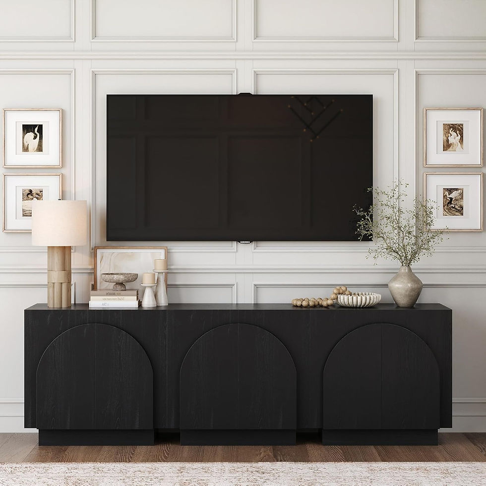 Thumbnail: Nathan James Iris Mid-Century Modern Wood Sideboard Storage Accent Cabinet, wit