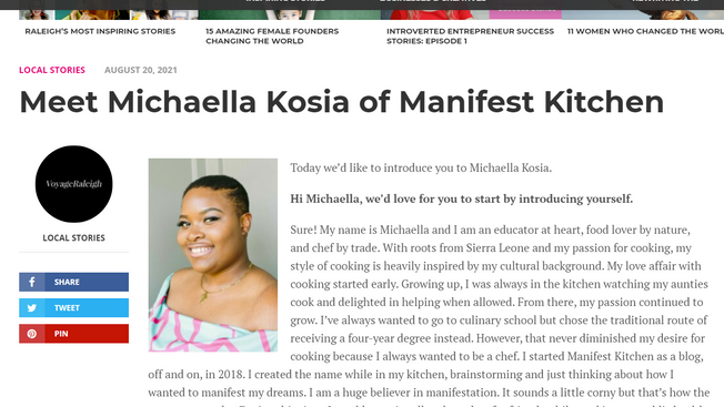 Voyage Raleigh Magazine Feature
