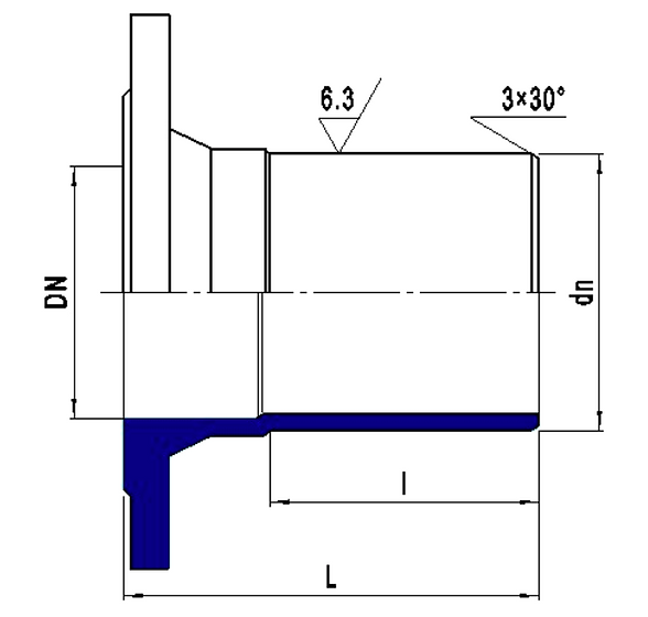Plano técnico — AQUAFITTING Espiga con brida