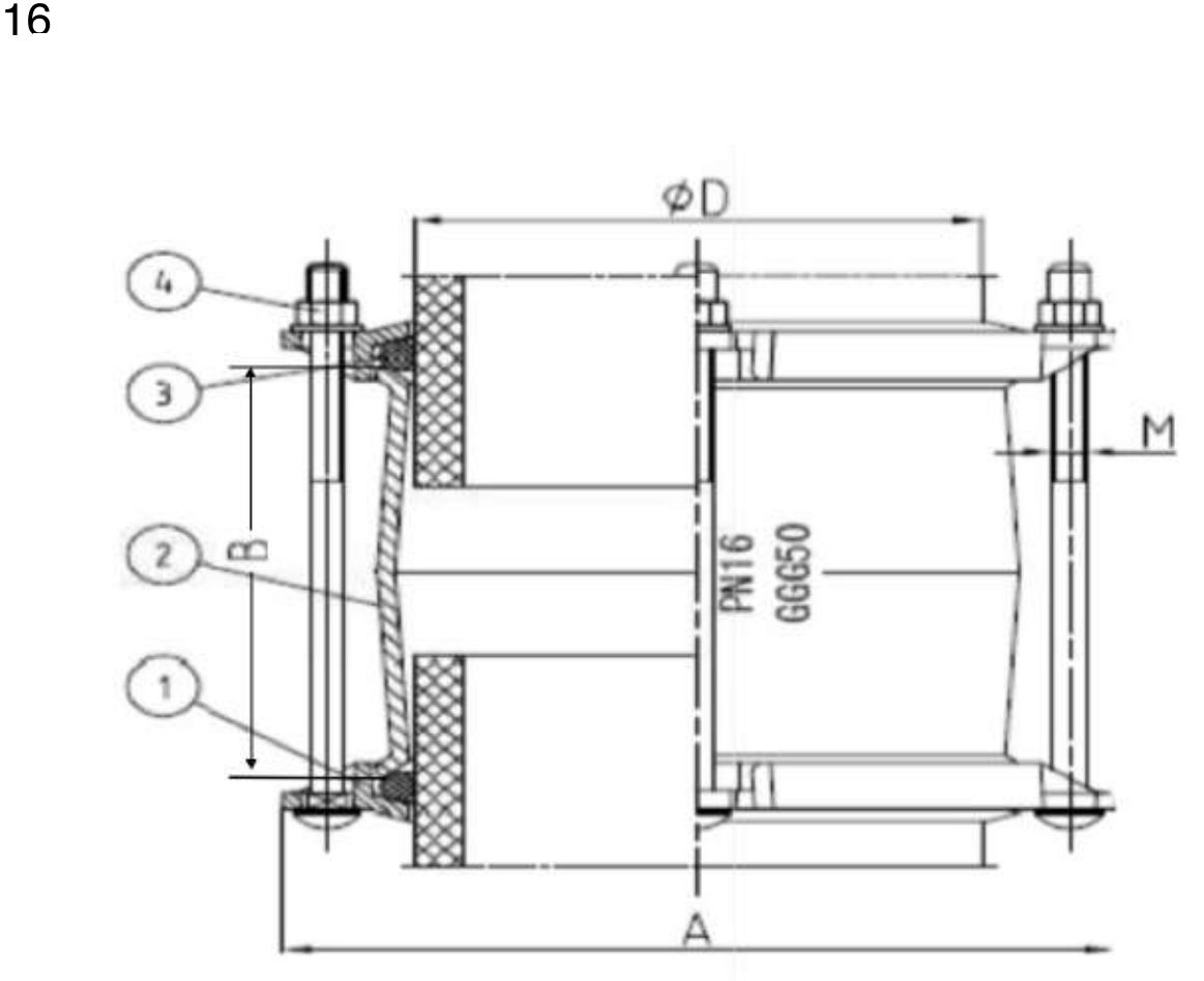 Technical drawing for Aquafitting Gibault Joint long body 300mm.
