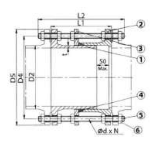 AQUAFITTING Dismantling Joint PN25 technical drawing