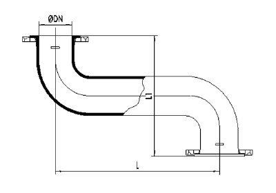 Double loose-flanged S-pipe — AQUAFITTING owned catalogue drawing