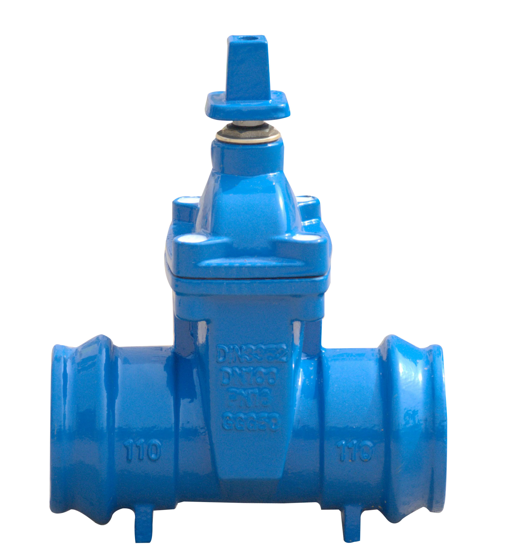 Vista del producto Aquafitting VÁLVULA DE COMPUERTA DE ASIENTO ELÁSTICO PARA TUBERÍAS DE PVC.