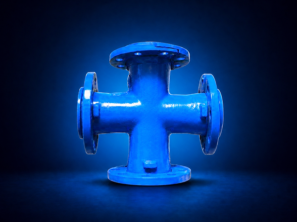 Aquafitting Cruzeta com flanges soltos conexão de ferro dúctil em fundo de estúdio controlado