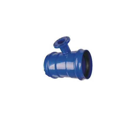 Aquafitting Double Socket Tee with Scour Flange Branch product view on a controlled background.
