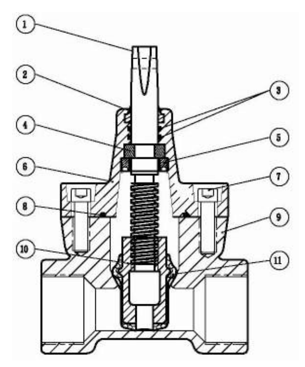 Technical drawing for Aquafitting HOUSE CONNECTION VALVE FF TYPE.