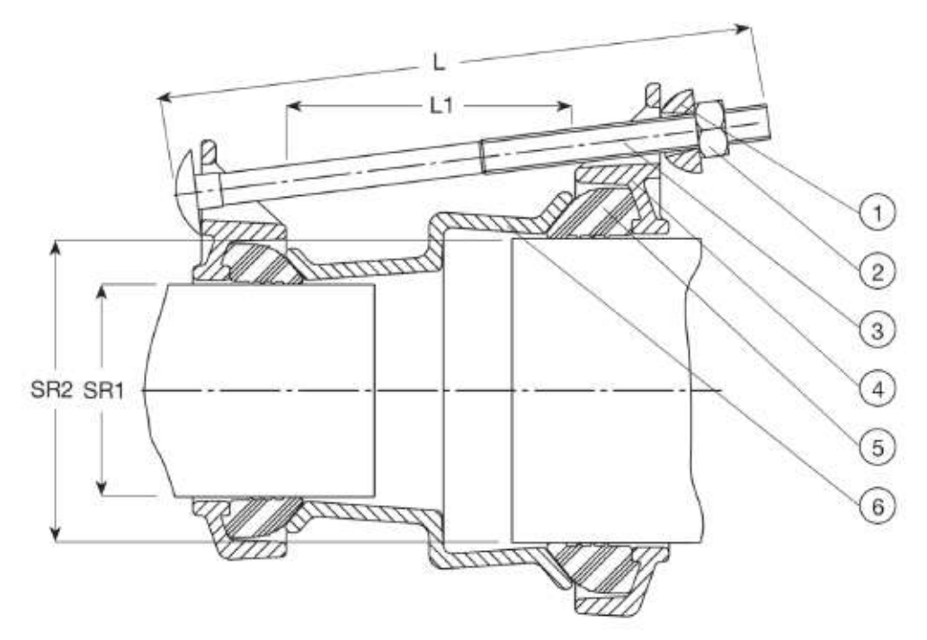 Technical drawing for Aquafitting Universal Step Coupling.