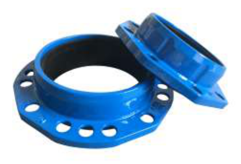 Vista del producto Aquafitting Adaptador rápido para tuberías de fundición dúctil.
