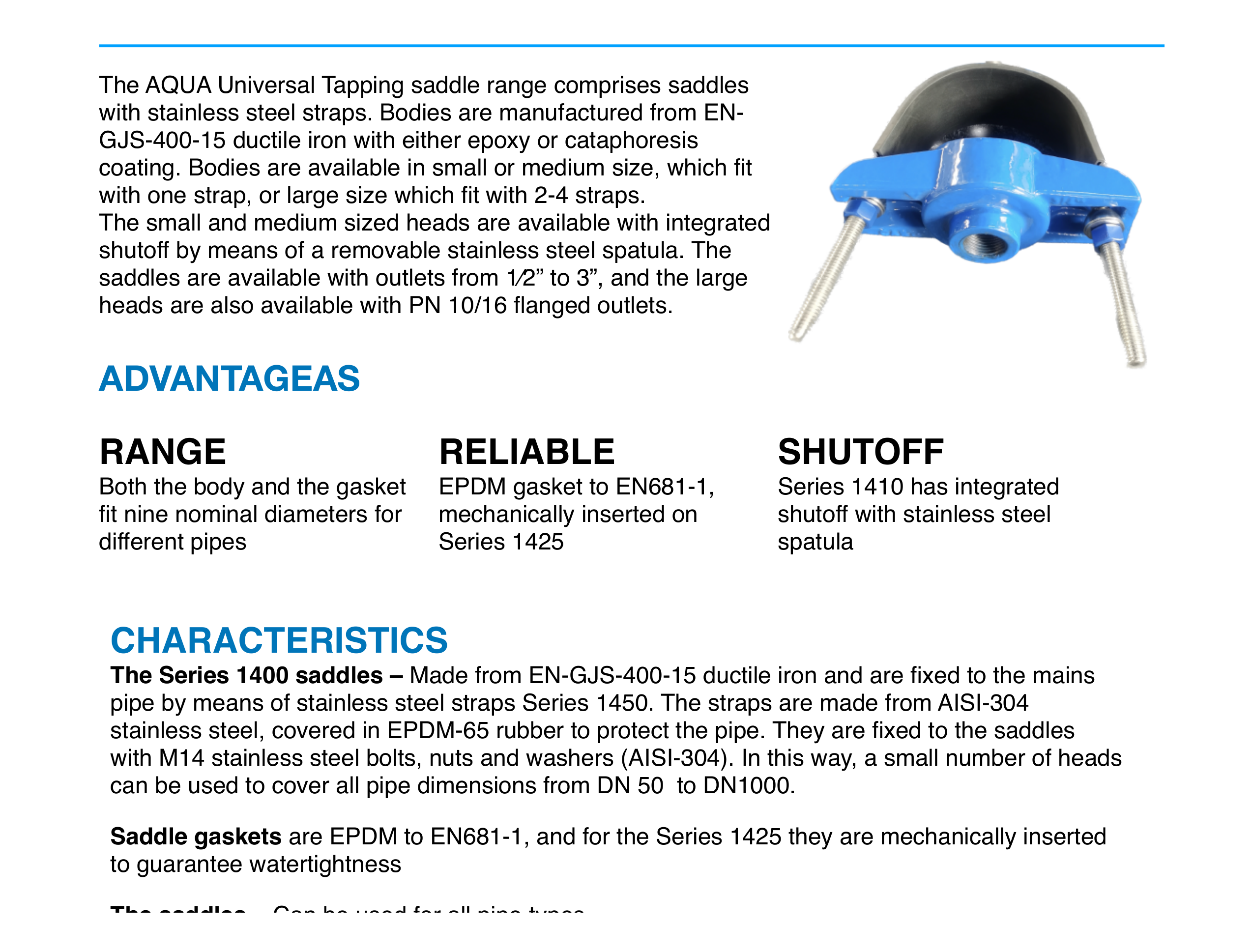 Product overview for Aquafitting Universal Tapping Saddle.