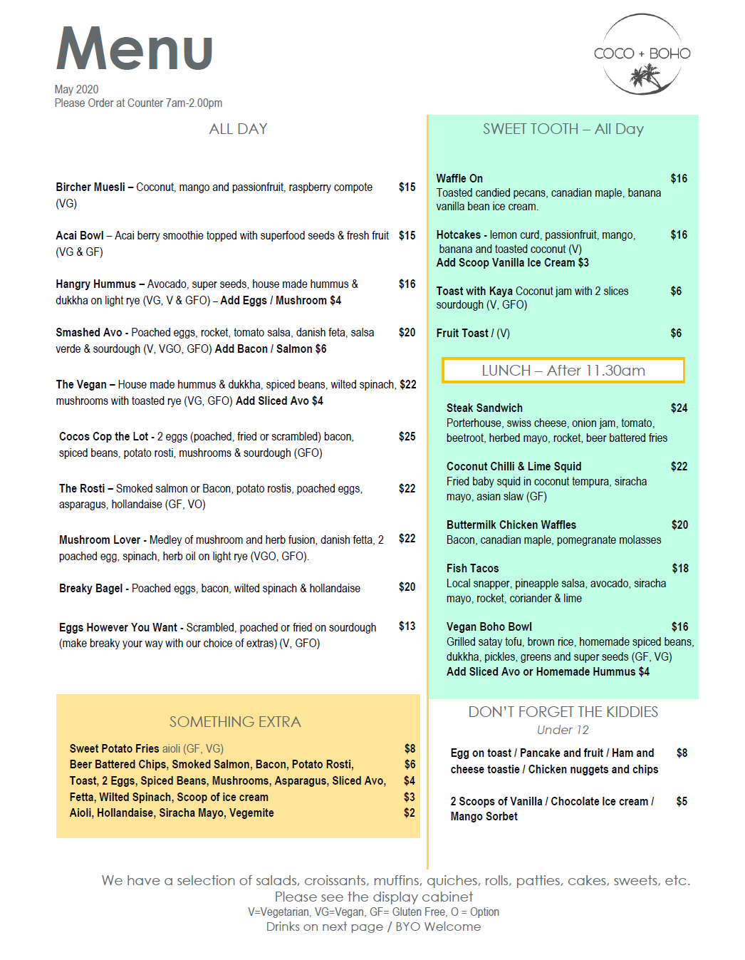cns menu cns menu