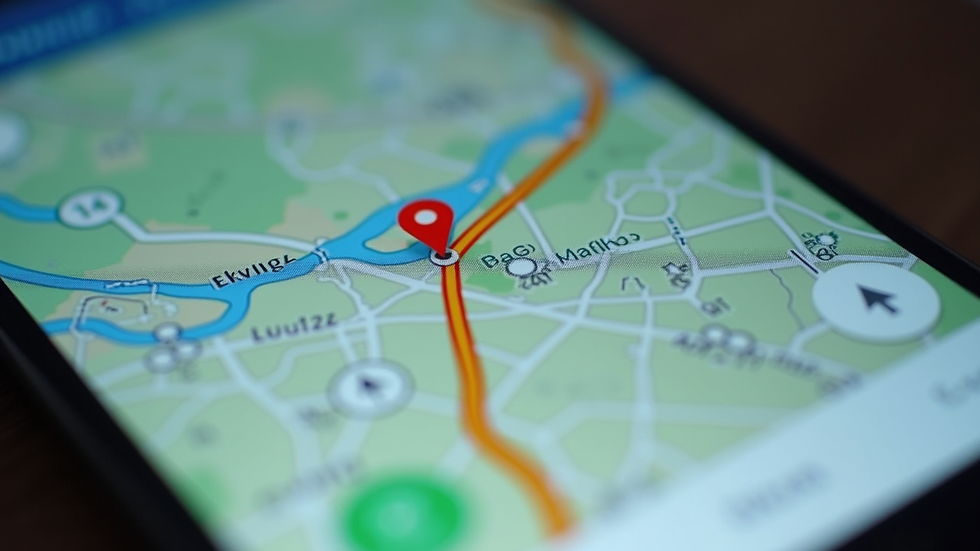 Close-up view of a digital map showing vehicle routes on a GPS tracking app