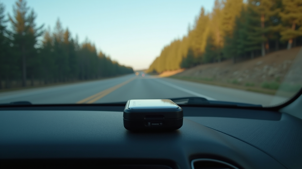 Eye-level view of a GPS tracking device installed inside a vehicle