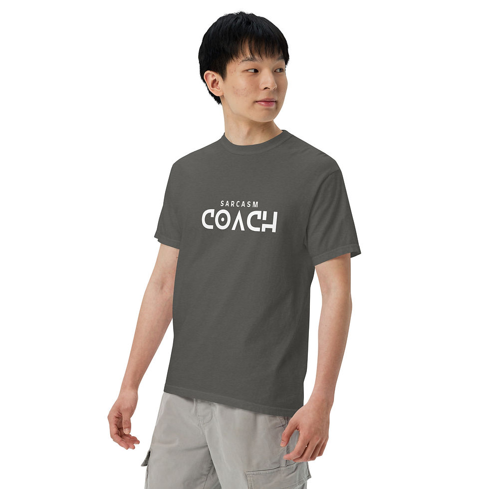 Thumbnail: "Sarcasm Coach" Men's garment-dyed heavyweight t-shirt